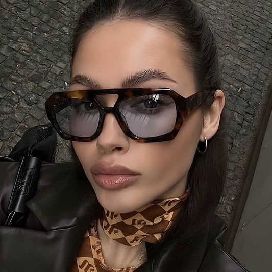 Ins Big Frame Leopard Sunglasses Summer Sunshade Beach Vacation Glasses - Velora