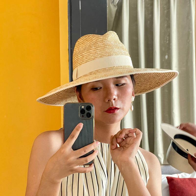 Summer Travel Leisure French Retro Hat Women's Top Wide Brim Straw Sun Hat for women - Velora