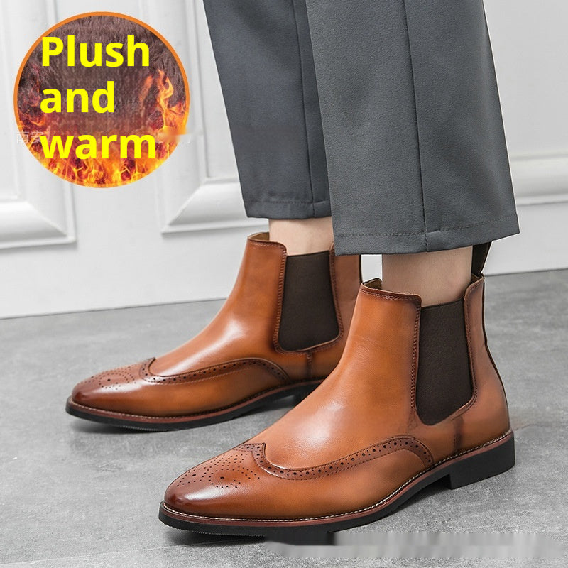 Autumn And Winter Fleece-lined Men's Plus Size Fashion Short Boots Velora