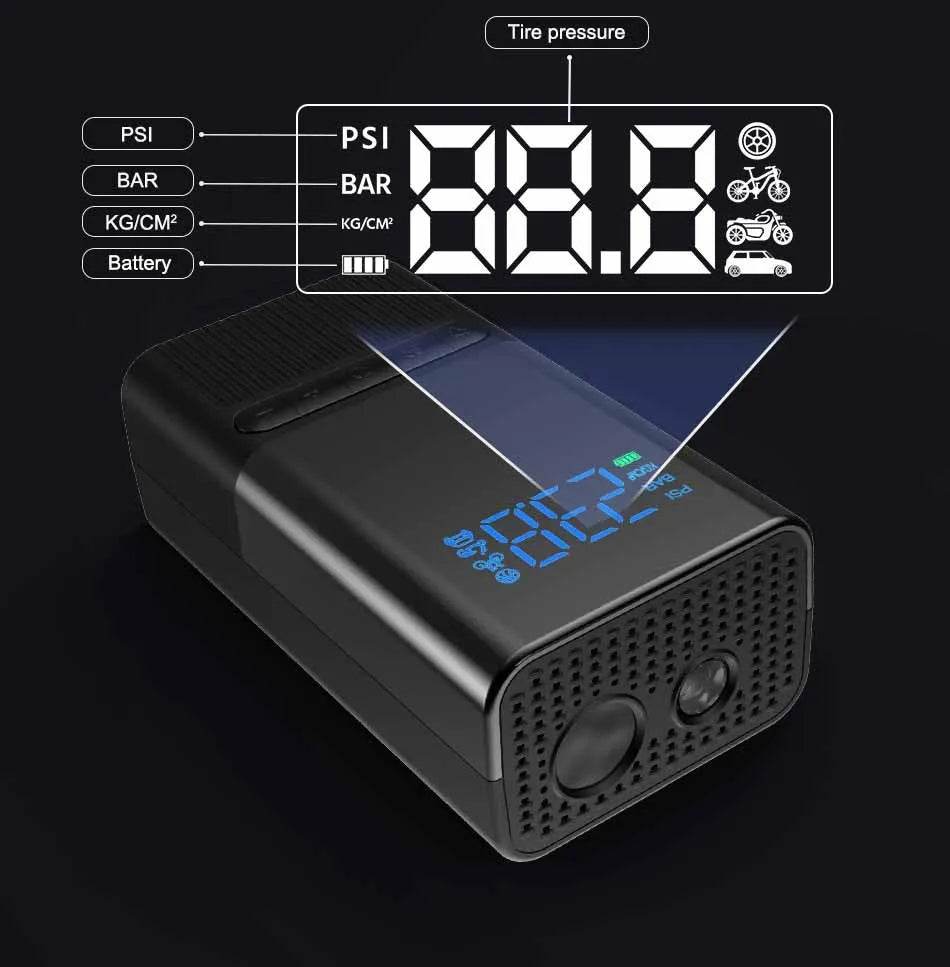 Inflatable Pump Air Compressor For Bicycle Car Boat Tire Inflator Portable Rechargeable - Velora