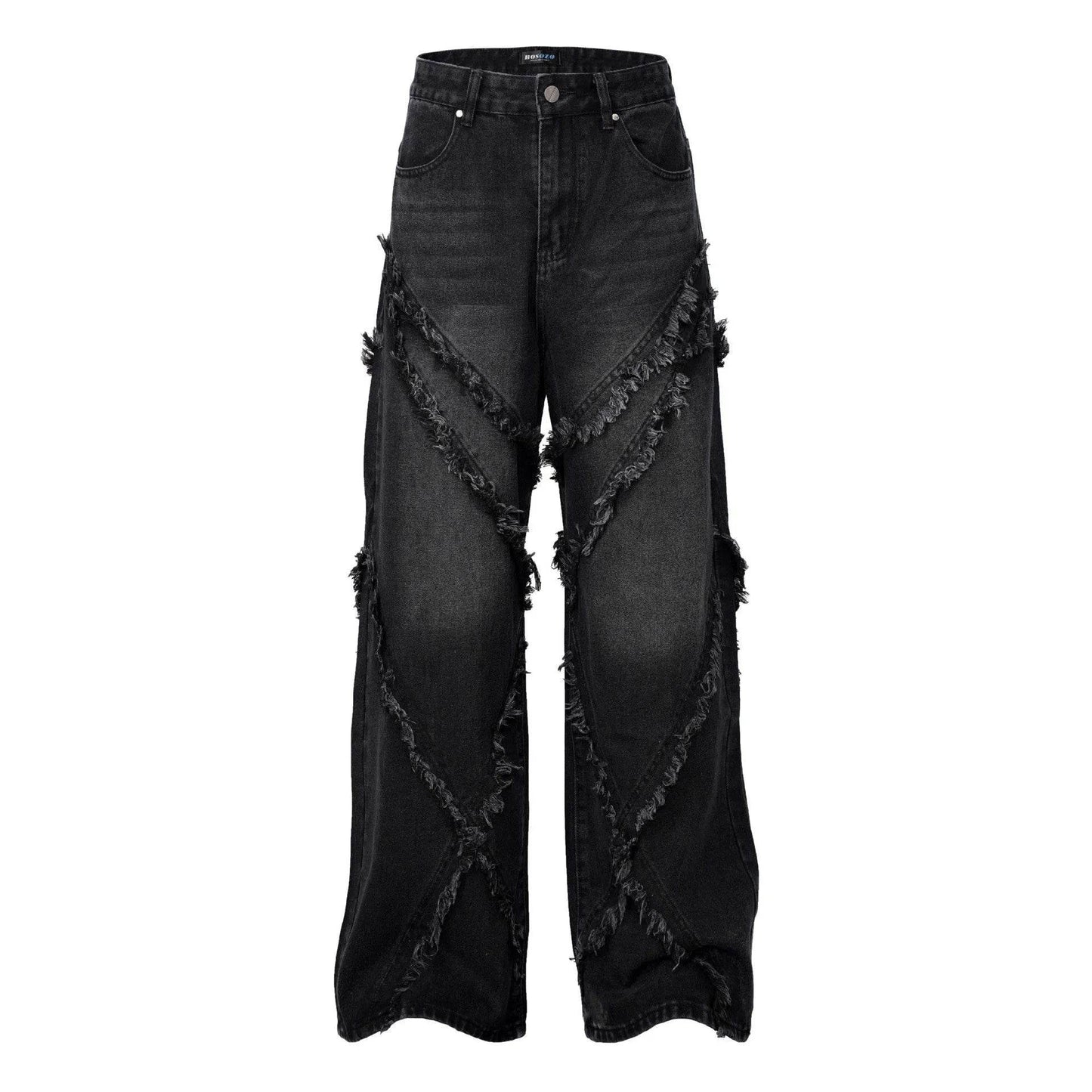 Wash Distressed Stitching Baggy Jeans Pant With Whiskers Same Style For Men And Women