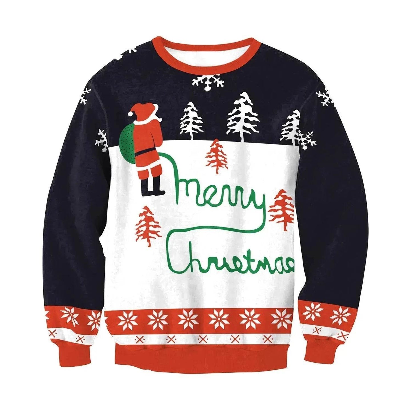 Autumn Winter Fashion Ugly Christmas Sweater Santa Elf Funny Pullover Womens Mens Print Sweaters Tops Clothing - Velora