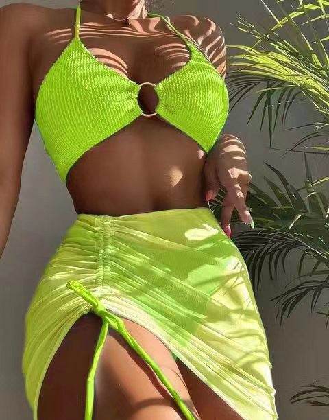 3pcs Halter Bikini Summer Fashion Personalized Three-point Beach Swimsuit For Women - Velora