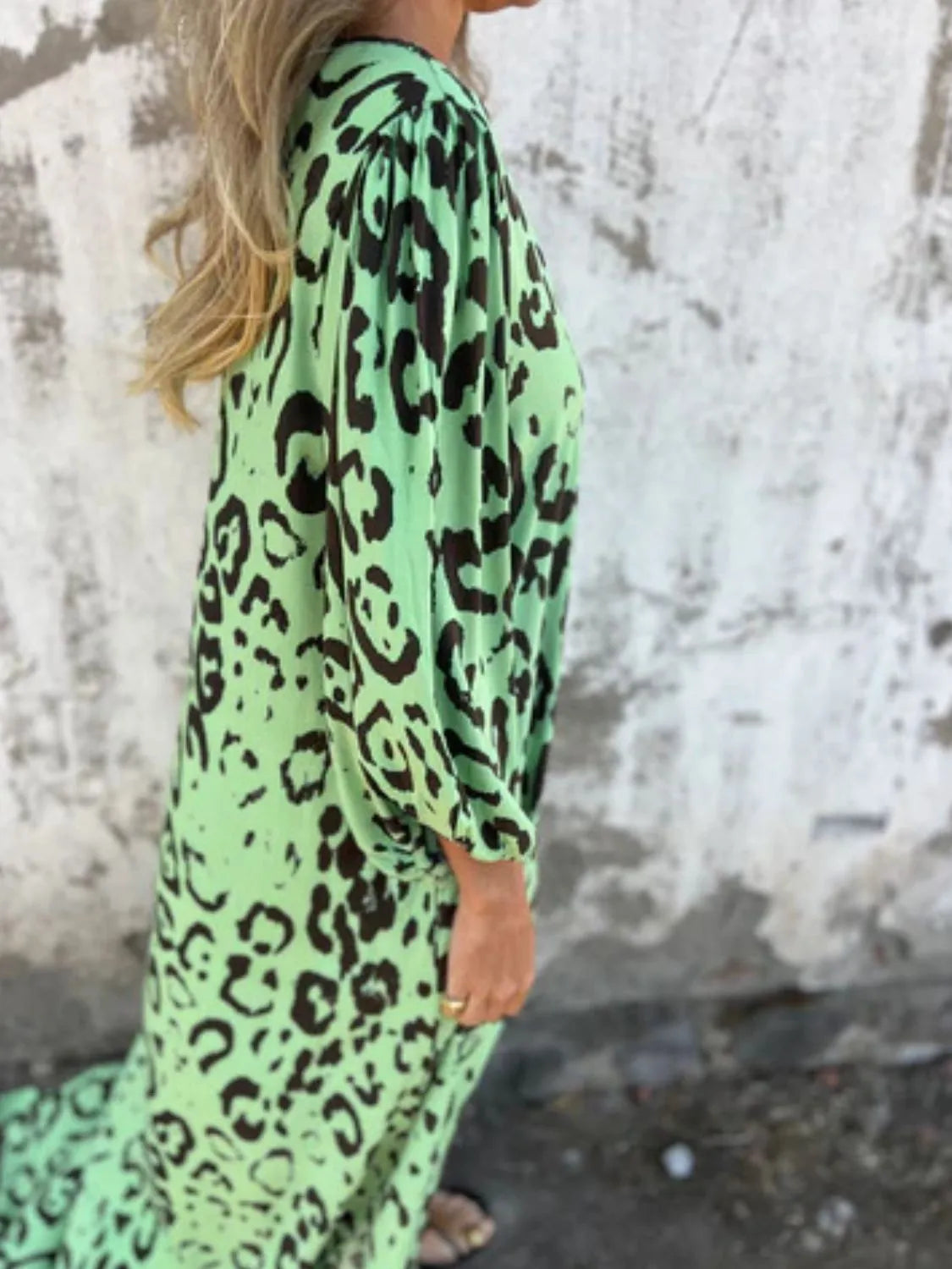 Full Size Printed V-Neck Dress with Pockets Plus Size - Velora