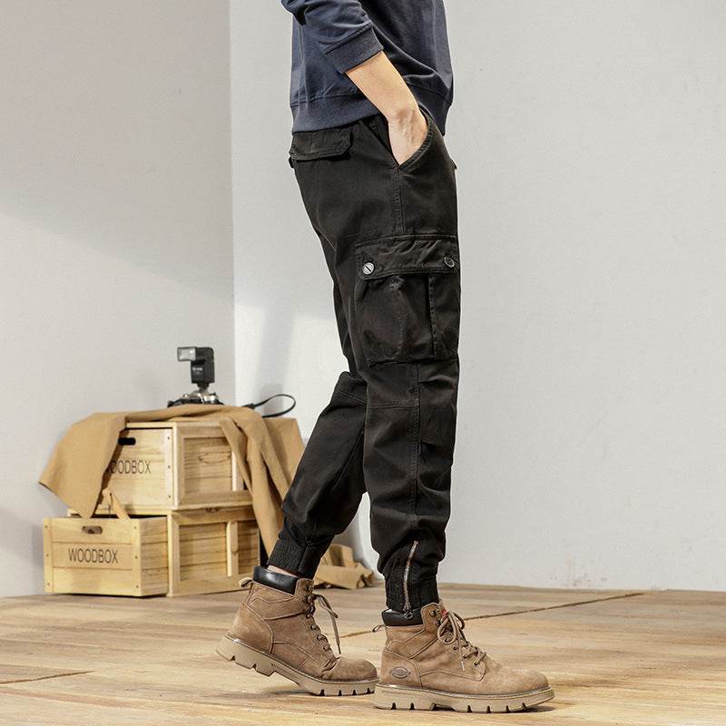 New Retro Ankle-tied Loose Overalls Versatile Casual Cargo Pant men - Velora