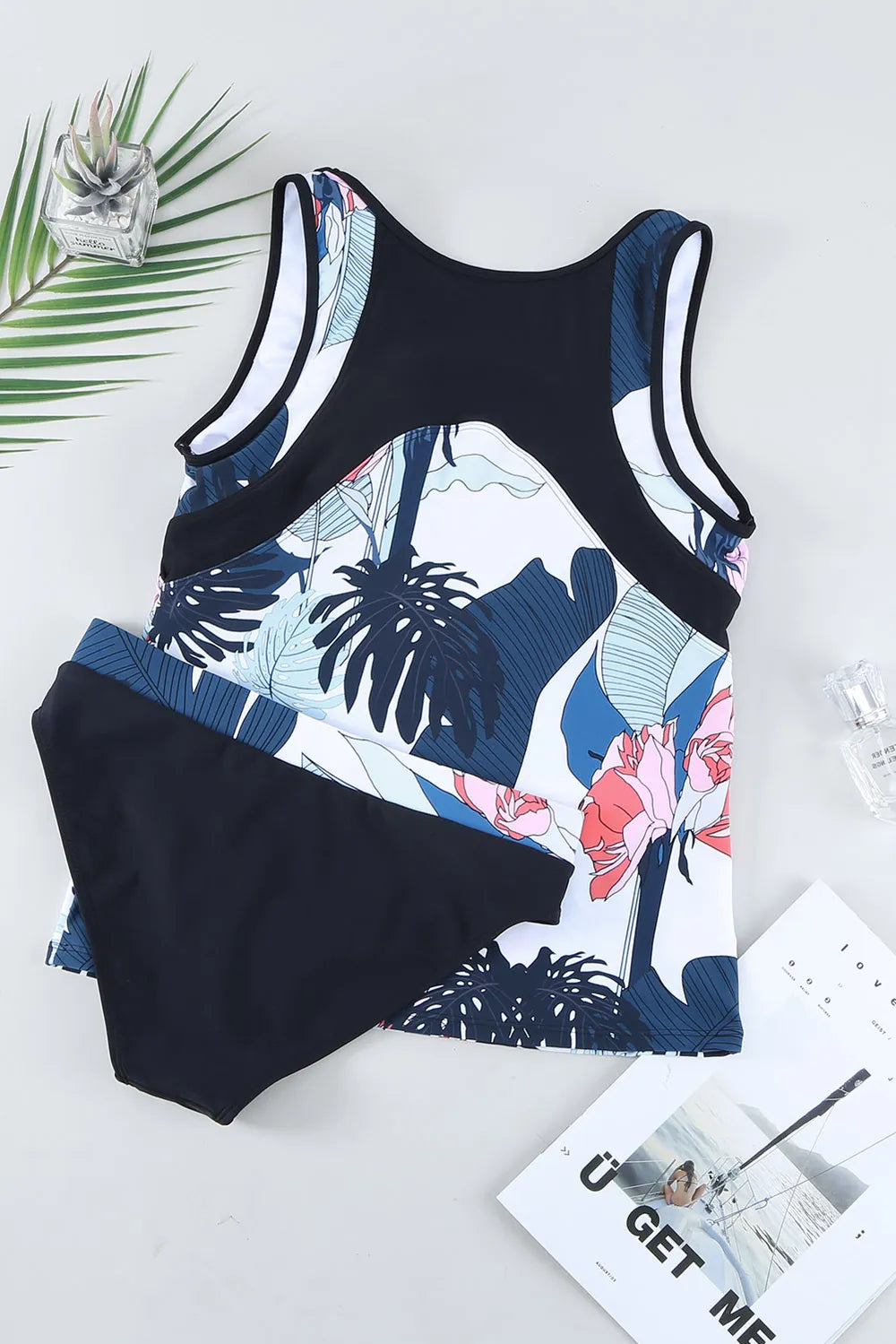 Printed Wide Strap Tankini Set - Velora