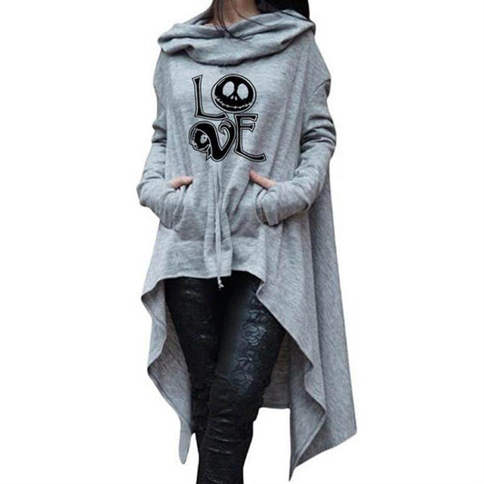 Long Sweatshirts Woman Irregular Letters Cloak Halloween - Velora