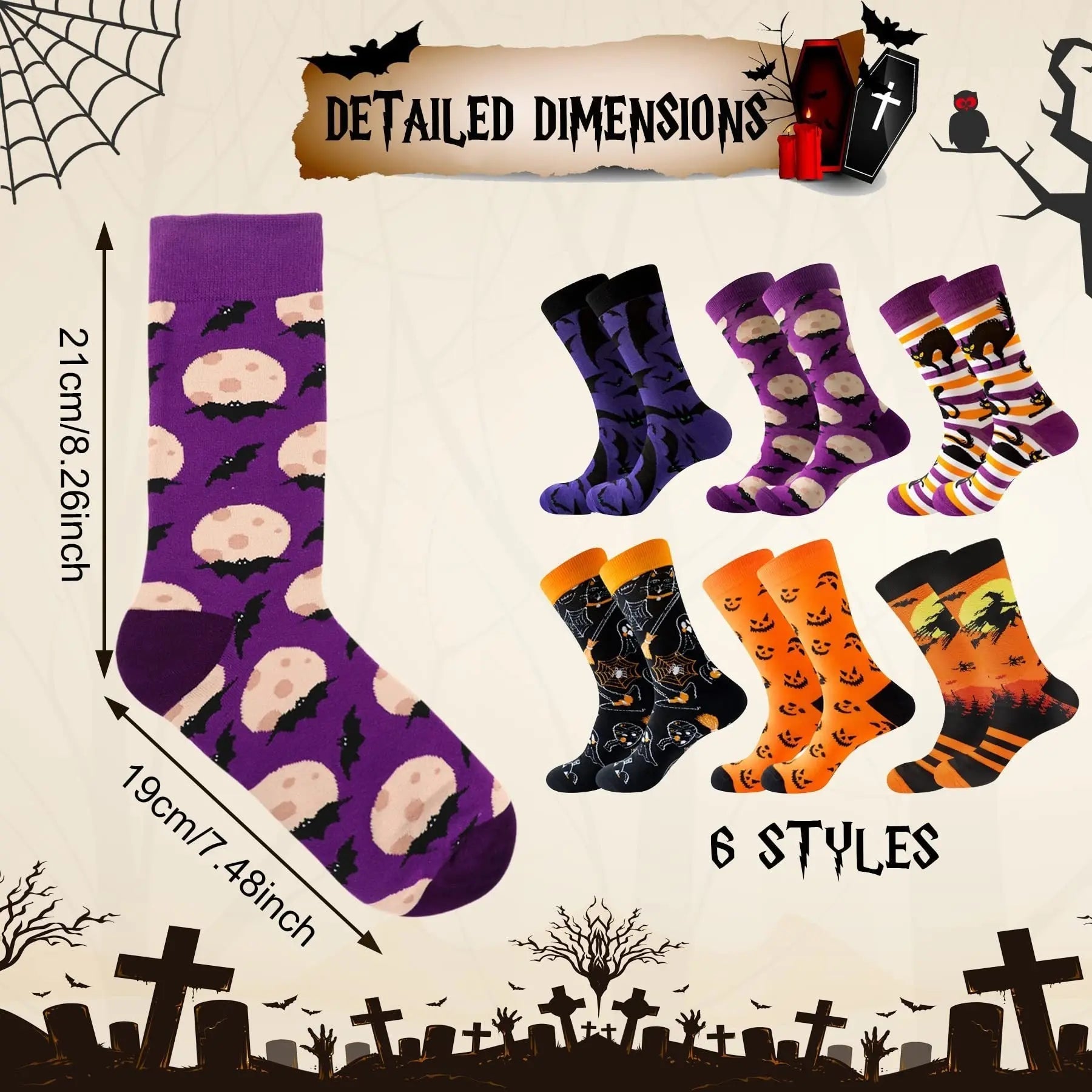 6 Pairs Halloween Christmas Socks For Men Women Girls Funny Xmas Socks Santa Claus Elk Cotton Sock Set-Cannot Be Listed On Amazon Platform - Velora