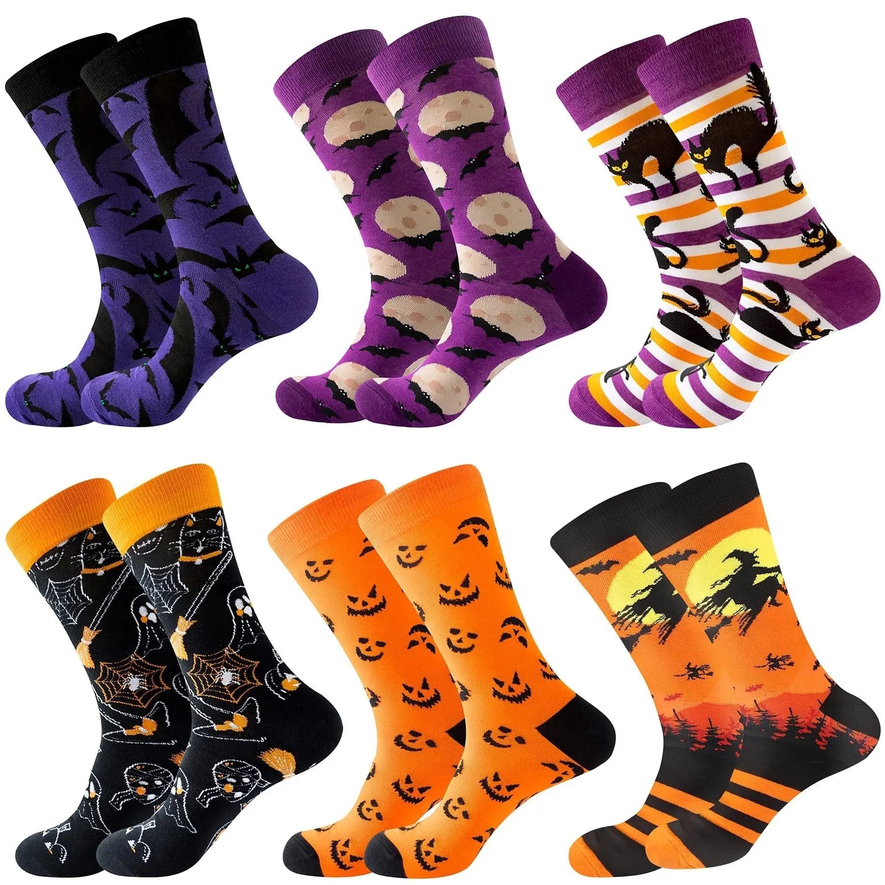 6 Pairs Halloween Christmas Socks For Men Women Girls Funny Xmas Socks Santa Claus Elk Cotton Sock Set-Cannot Be Listed On Amazon Platform - Velora
