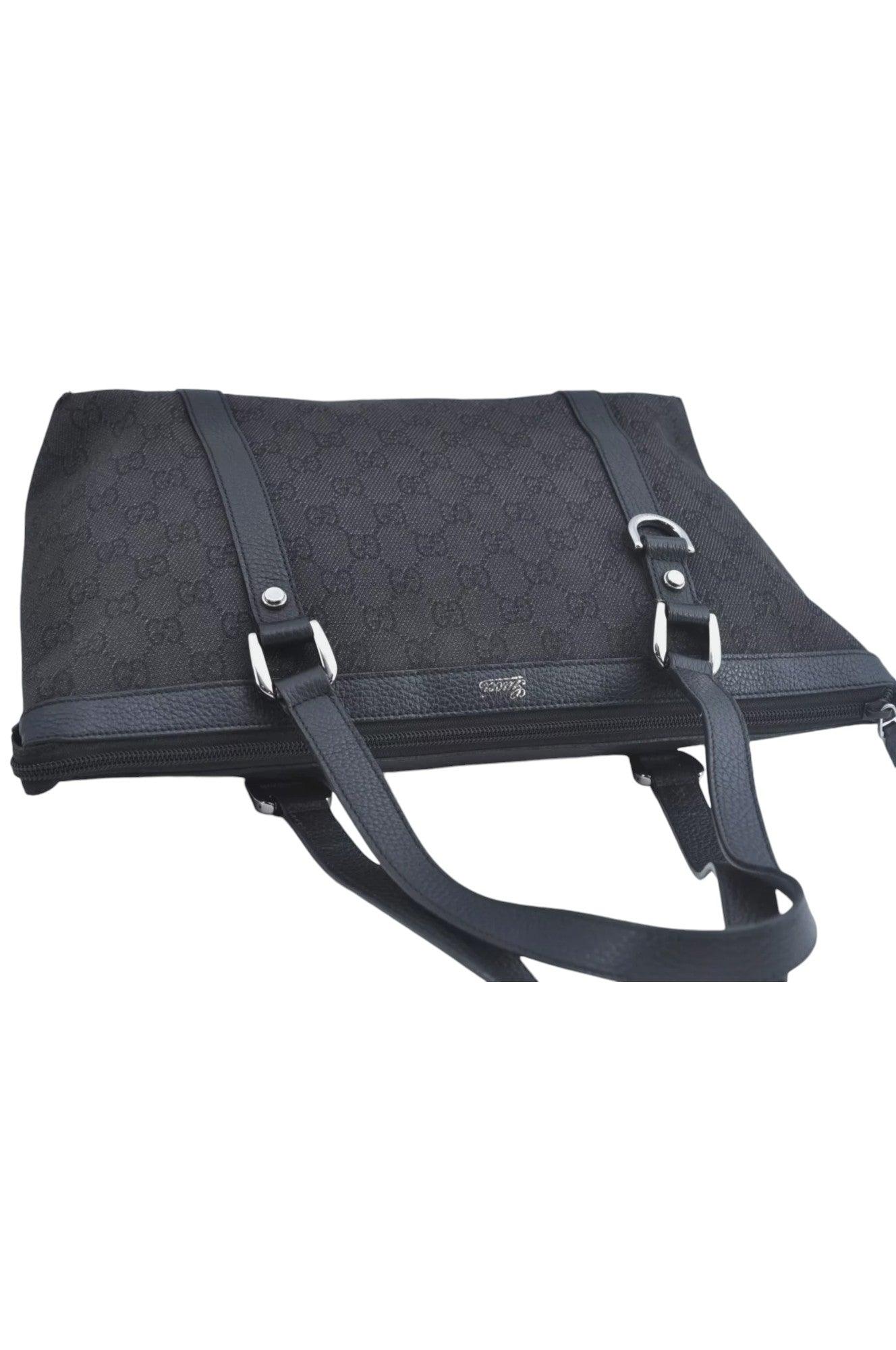 GUCCI Abbey Shoulder Tote Bag GG Canvas Leather 268640 Black L0797 - Velora