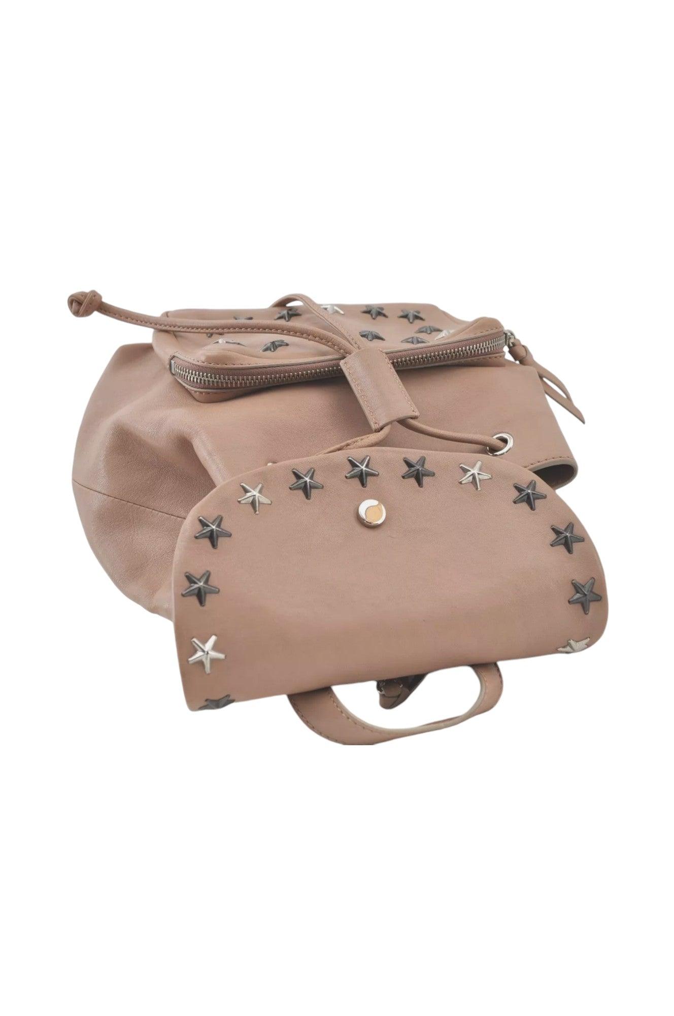 JIMMY CHOO Vintage Stella Star Studs Leather Backpack Pink Beige 7492K - Velora