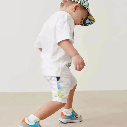 Boys' Short-sleeved Cartoon Cute Short Sleeve Shorts Two-piece for boys - Velora
