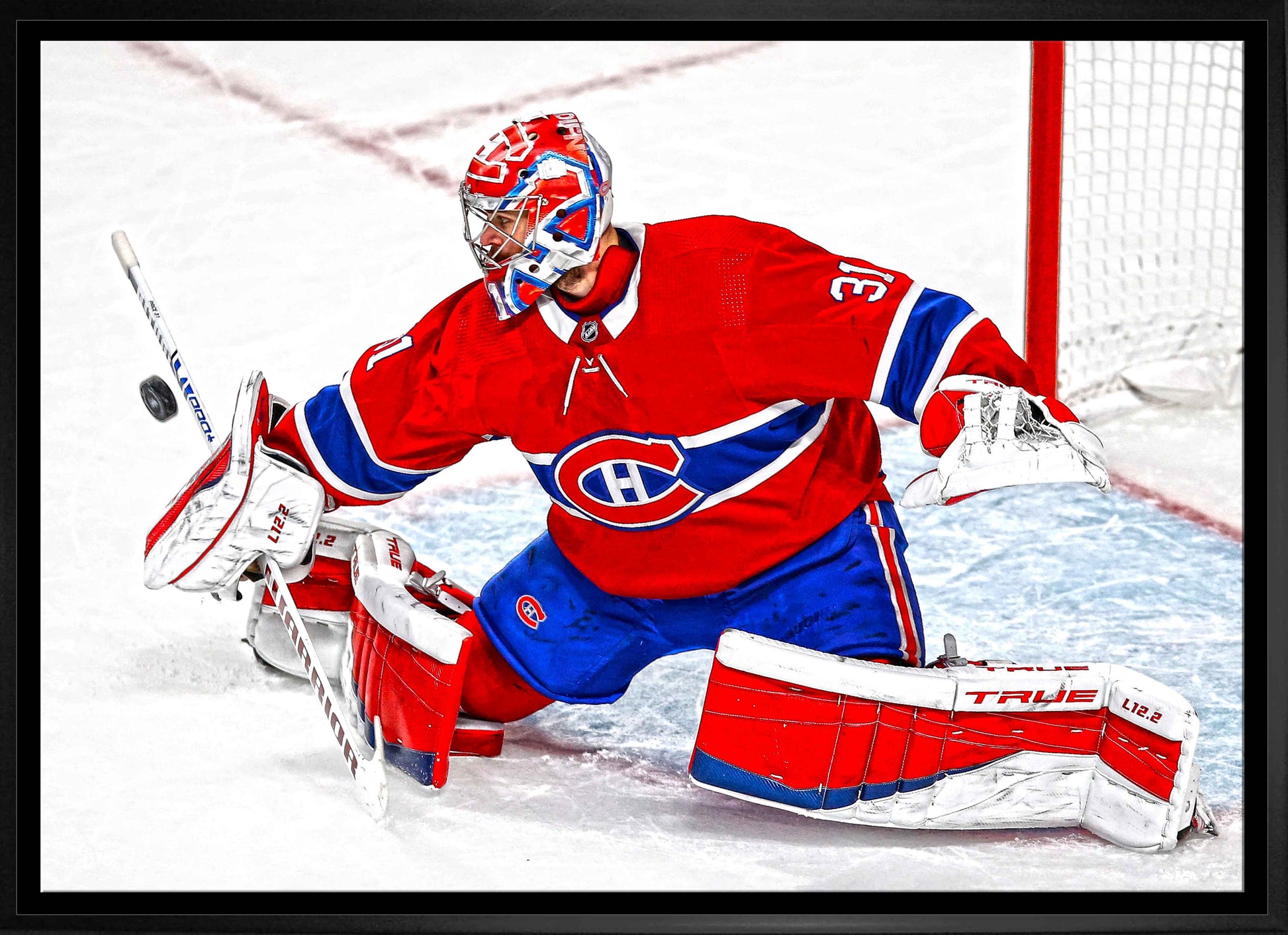Carey Price Montreal Canadiens Framed 20x29 Blocker Save Canvas Frameworth Sports Marketing