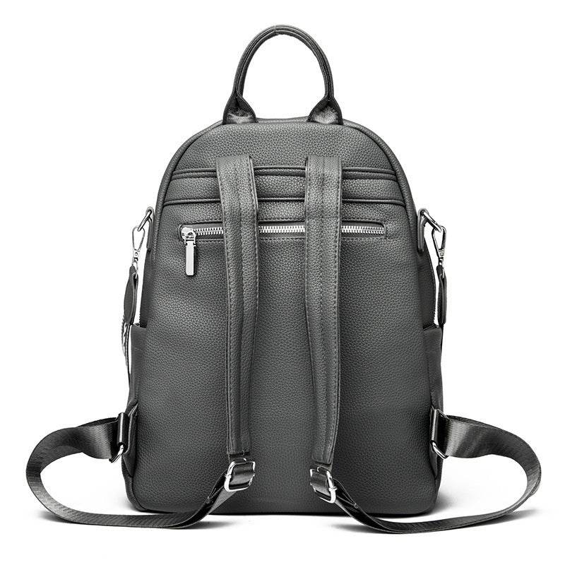 Large Capacity Soft Leather Student Backpack Trendy Travel Bag - Velora