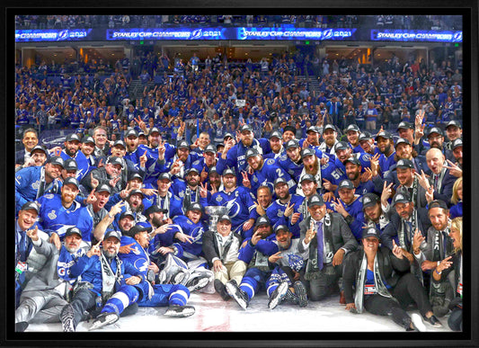Tampa Bay Lightning Framed 20x29 2021 Stanley Cup Champion Team Photo Canvas Frameworth Sports Marketing