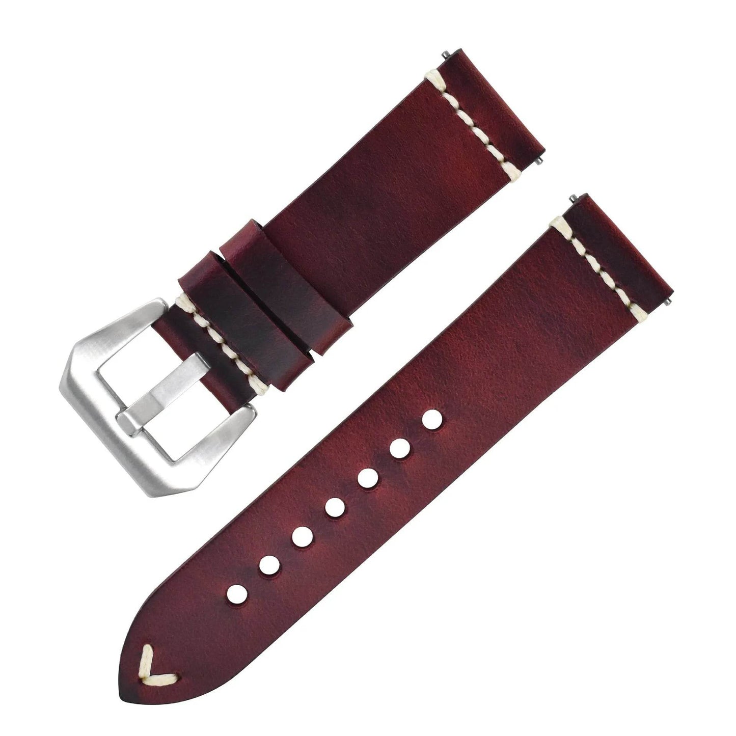 Discoloring Oil Wax Top Layer Cowhide Watch Strap - Velora