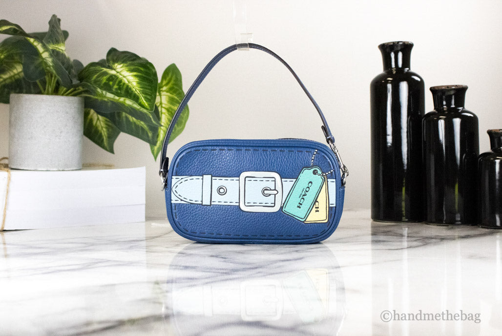 Coach Jamie Mini Optical Illusion Blue Leather Clutch