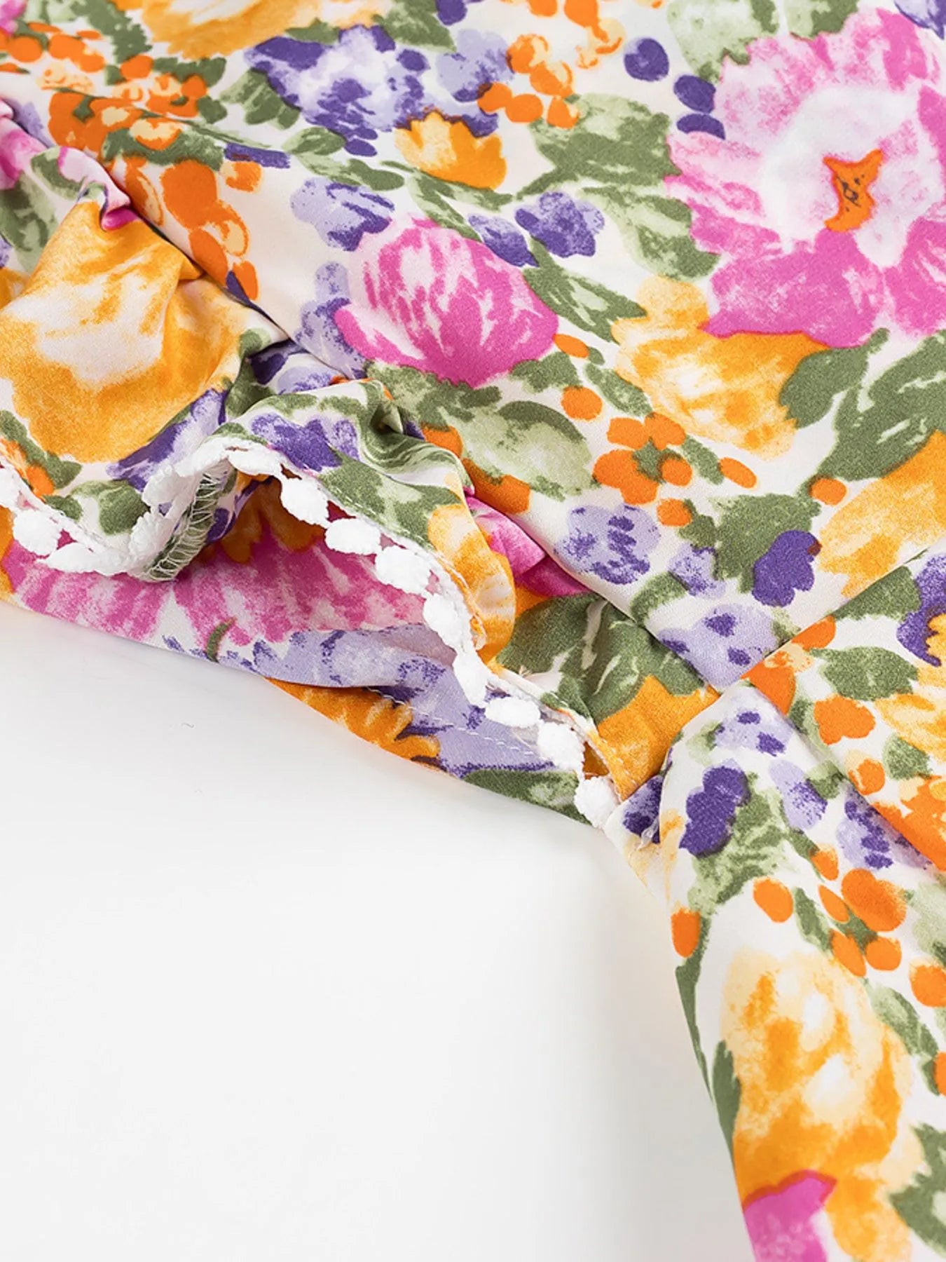 Floral Print Ruffled Hem Dress - Velora