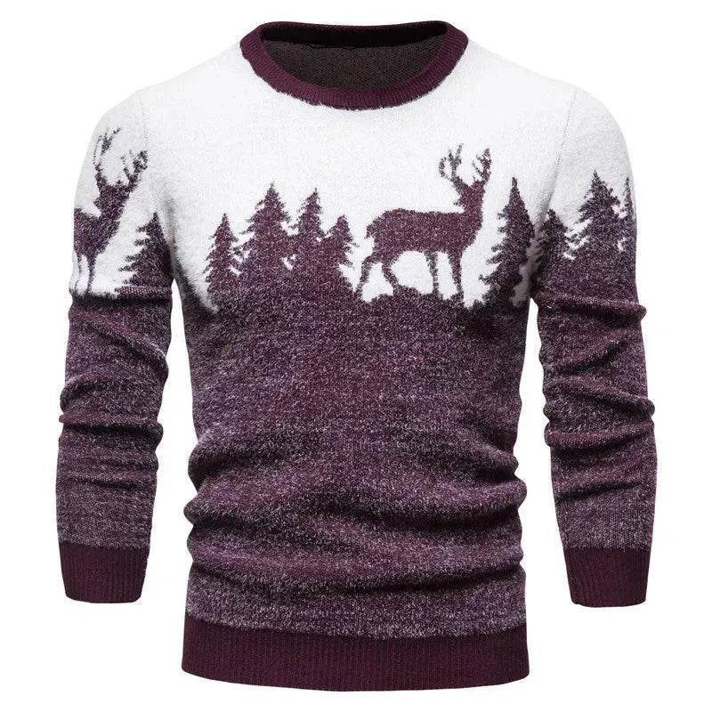 Christmas deer Knit Cashmere sweater for men - Velora