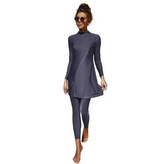 Pure Color Long-sleeved Trousers Fully Surrounded Conservative Beach Surfing Sunscreen ArabSwimsuit - Velora