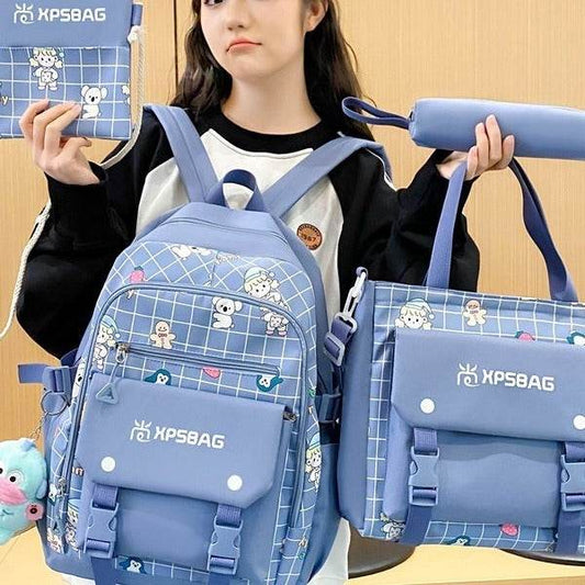 Backpack Primary School Girls Schoolbag Women's Four-piece Set - Velora