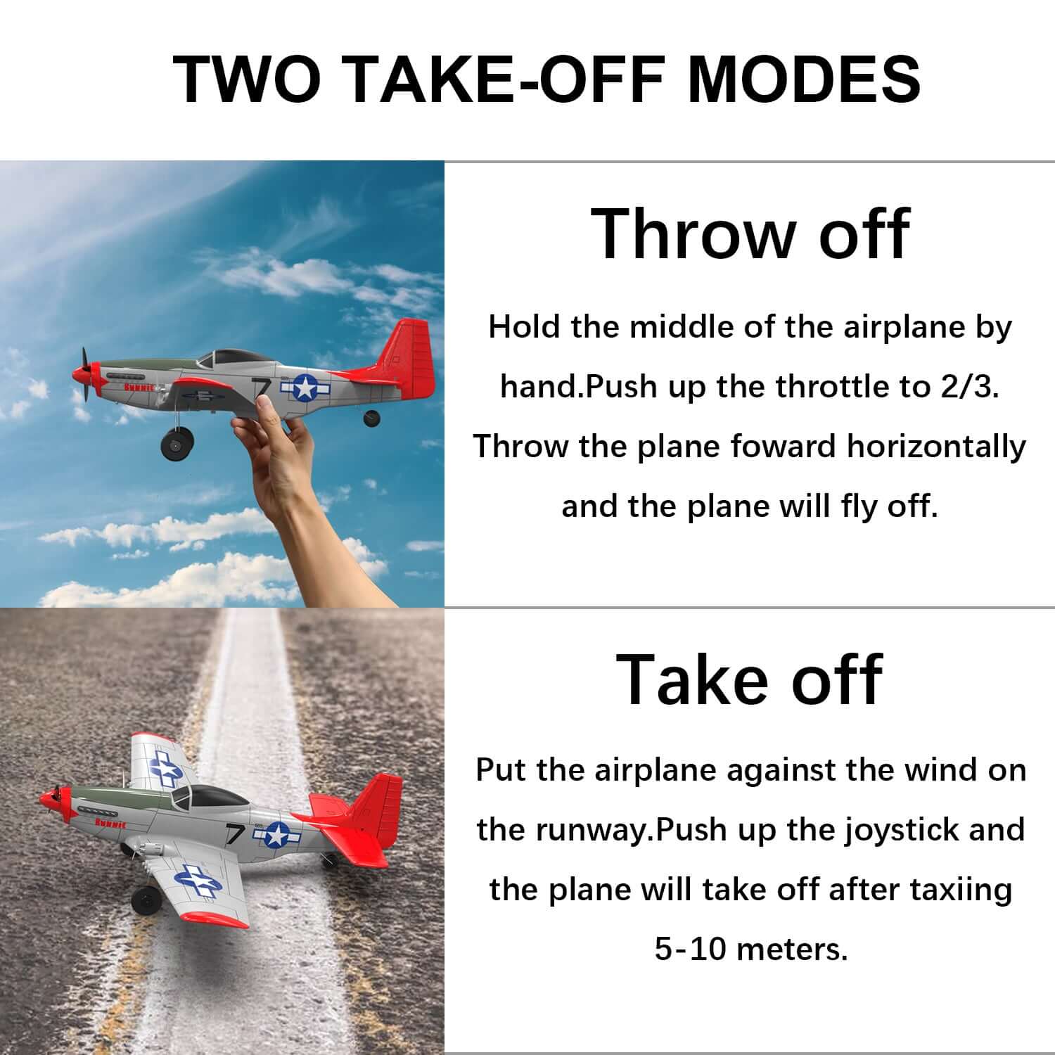 Mustang P51D 2CH Beginner RC Airplane with Gyro Stabilizer for Kids - Velora Luxury Fashion