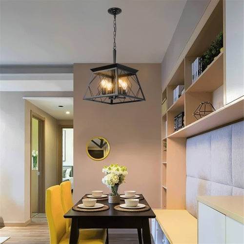 4 Lights Farmhouse Chandelier For Dining Room Black - Velora