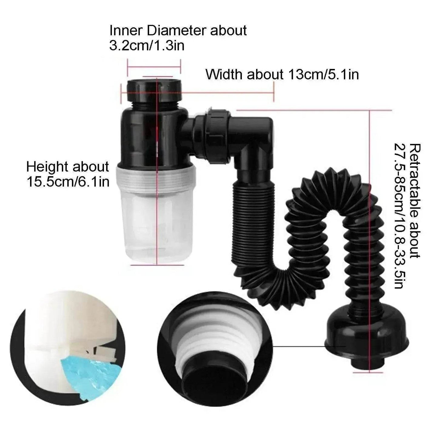 Universal Kitchen Bathroom Sink Drain Pipe Set Retractable Sewer Drainage Water Hose Wash Basin Drainer Plumbing Fittings. - Velora