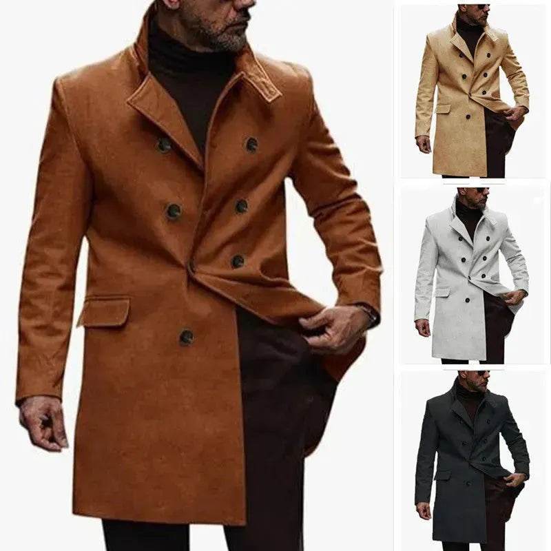 Warm Autumn Winter Lapel Casual long Business Coat for Men - Velora