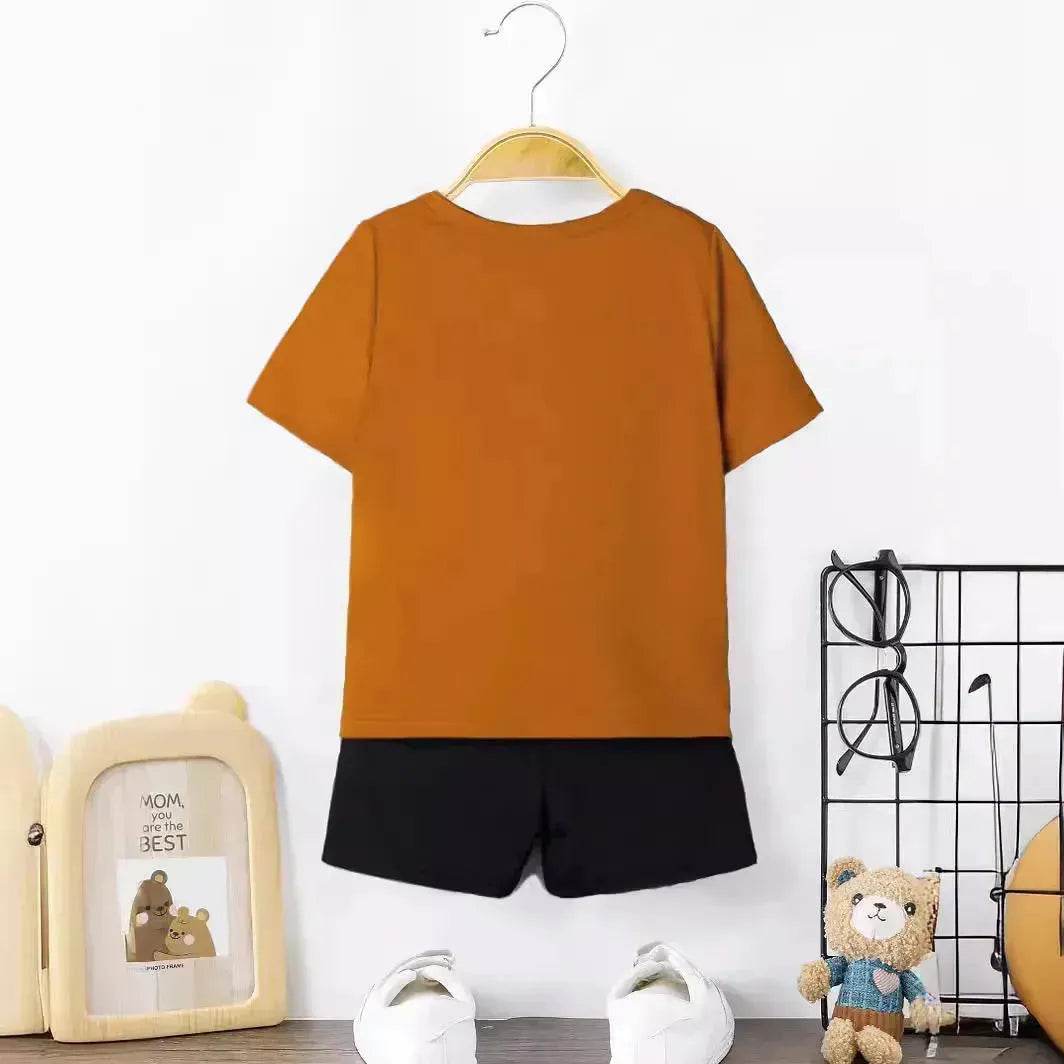 Striped Printed Round Neck Pullover T-shirt Shorts Suit - Velora