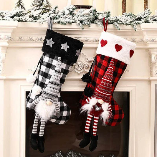 Red And Black Plaid Hanging Feet Stockings Christmas