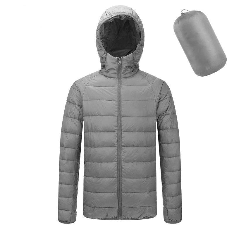Men's Lightweight Hooded Coat Winter Warm Solid Color Zipper Jacket Fashion Portable Outerwear Top Clothing - Velora
