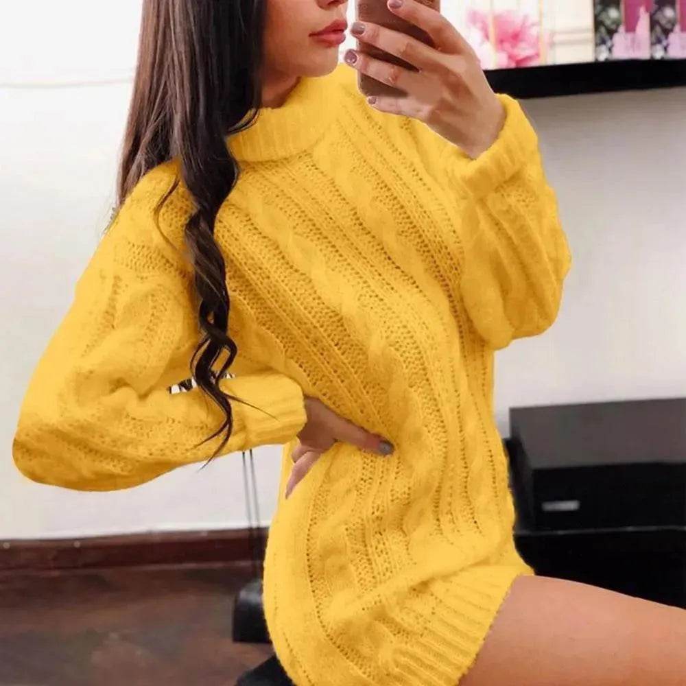 Ladies Casual Autumn Winter Oversized Mini sweater dress - Velora