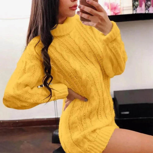 Ladies Casual Autumn Winter Oversized Mini sweater dress - Velora
