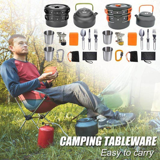 Camping Cookware Kit Outdoor Cooking Set Aluminum Equipment Outdoor Pot Travel Tableware Kitchen Hiking Picnic BBQ - Velora