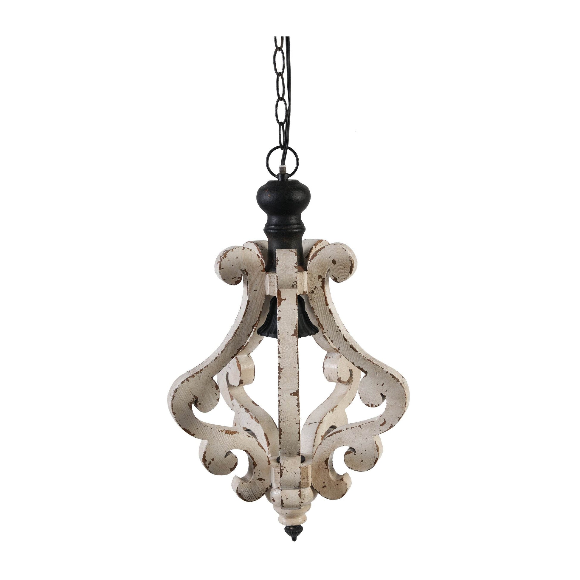 Farmhouse Chandelier, Dilapidated White Chandelier French Country Wood Chandelier For Living Room Foyer, Bulb Not Included - Velora
