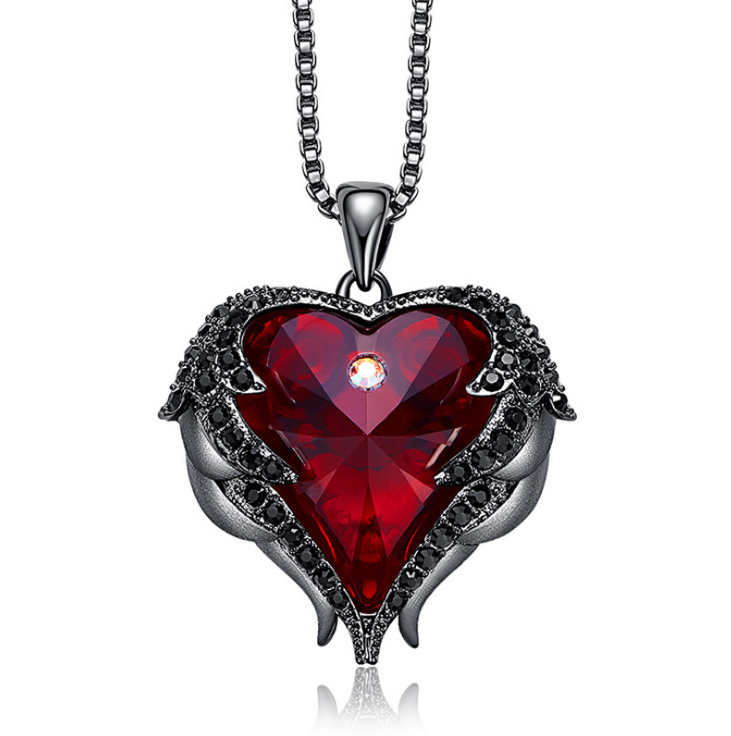 Swarovski Crystal Heart Angel Necklace in S925 Silver