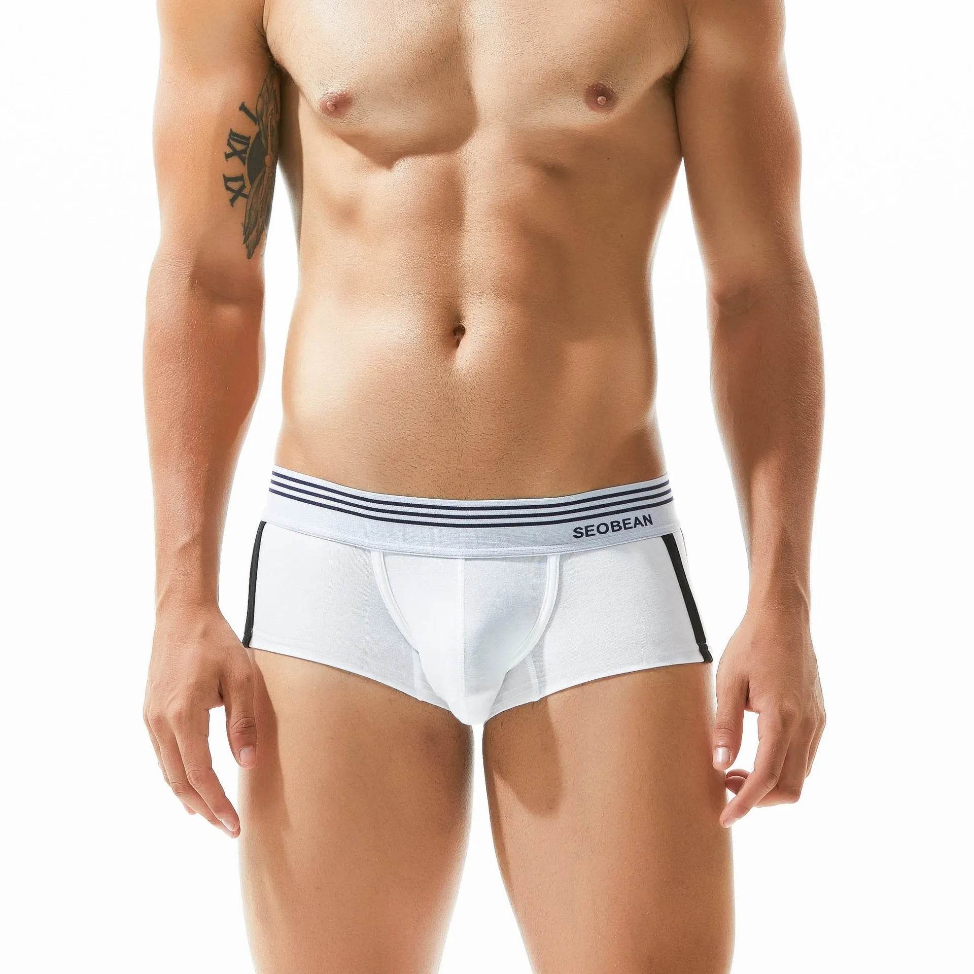 Men's Underwear Low Waist Cotton Seamless Boxer Briefs - Velora