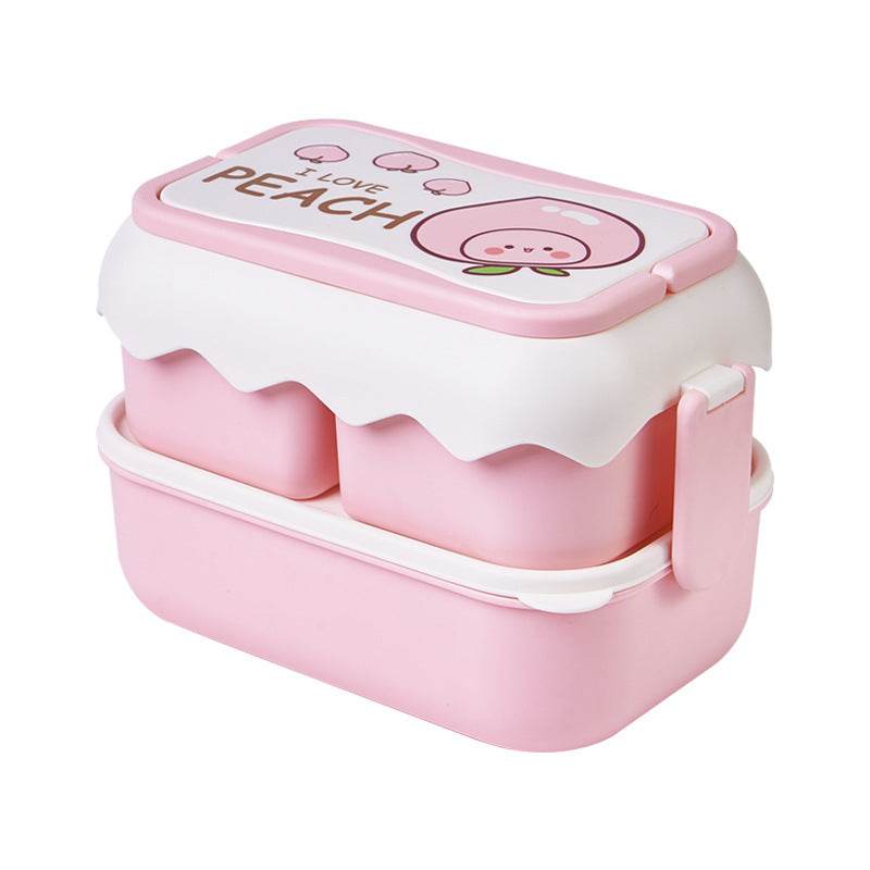 Cute Double Layered Kids Plastic Lunch Box - Velora
