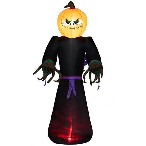 HOMCOM 7 Halloween Inflatable Outdoor Decoration Reaper Ghost Pumpkin, Blow Up LED Yard Decor For Garden, Lawn, Party, Holiday, Waterproo - Velora