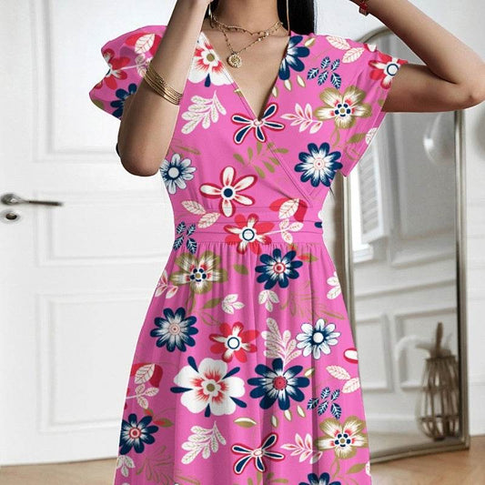 Elegant Elegant V-neck Midi Dress For Women - Velora
