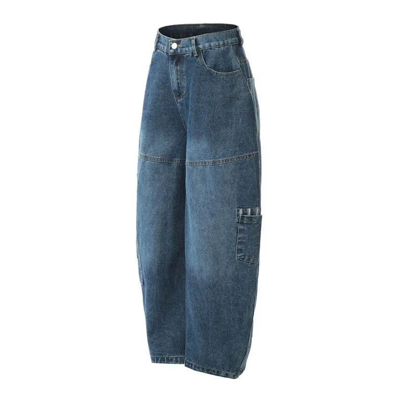 American Style Vintage Stripe Pocket Stitching Machete Baggy Jeans Pant For Men And Women - Velora