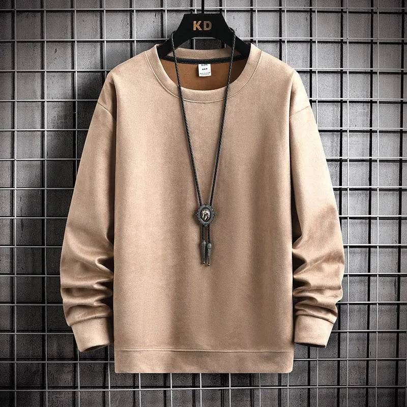 Suede Sweatshirt Men's Spring And Autumn New American Style Pullover - Velora