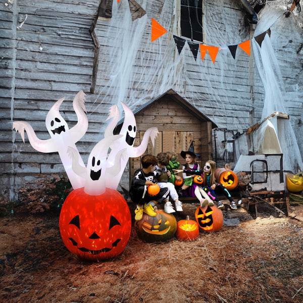 Halloween decorations - 5.9 FT Halloween Inflatable Pumpkin Ghost Outdoor Decorations - Velora