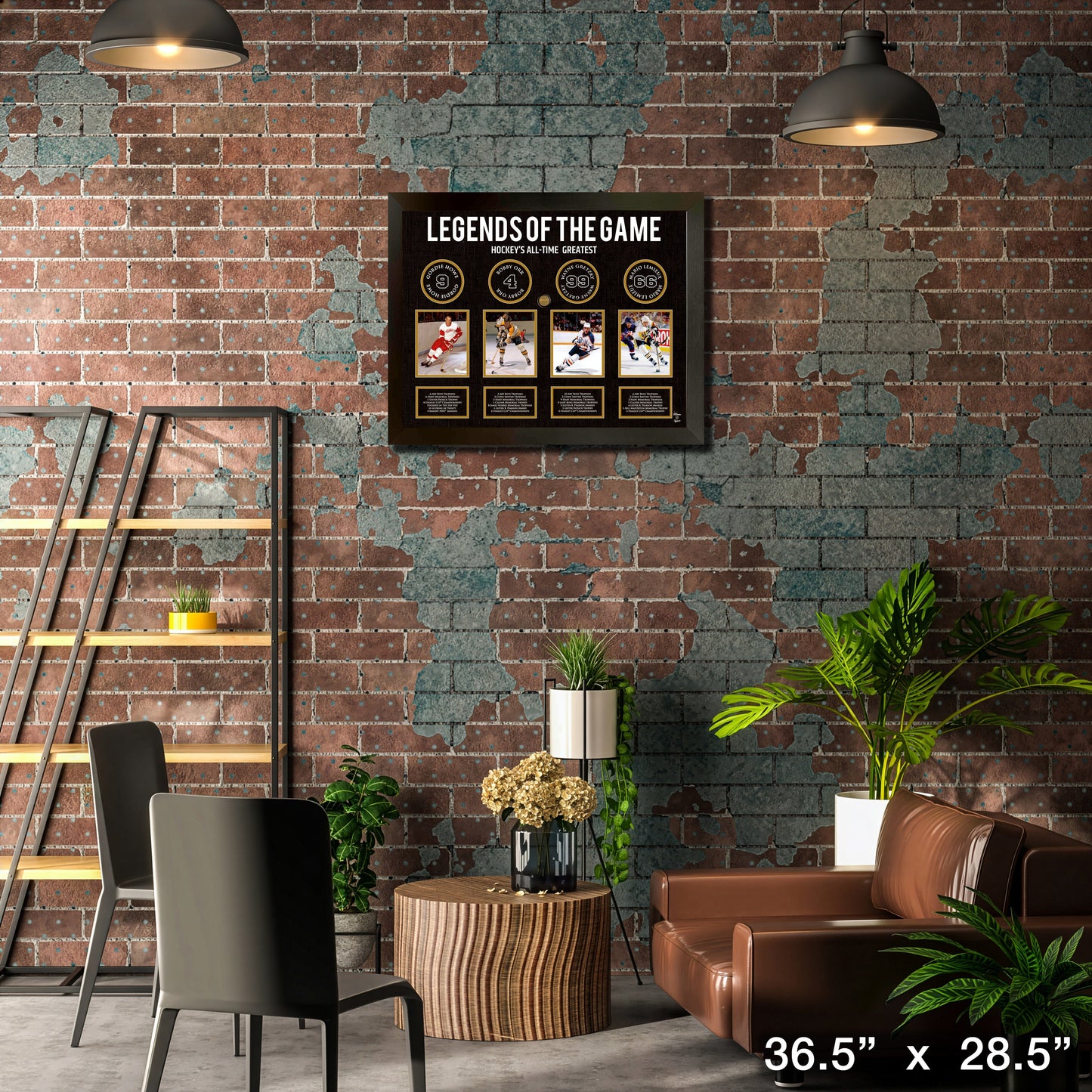 Legends of Hockey: Howe, Orr, Gretzky, Lemieux - Framed Collage