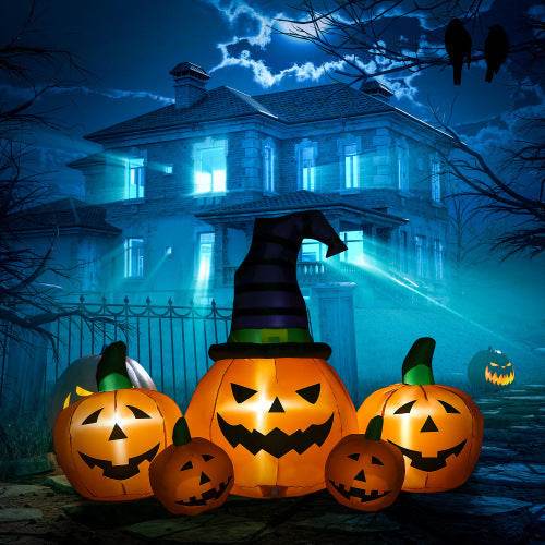 Outsunny 73L Inflatable Halloween Decoration,5 Pumpkin, Blow Up Outdoor LED Yard Display, Waterproof - Velora