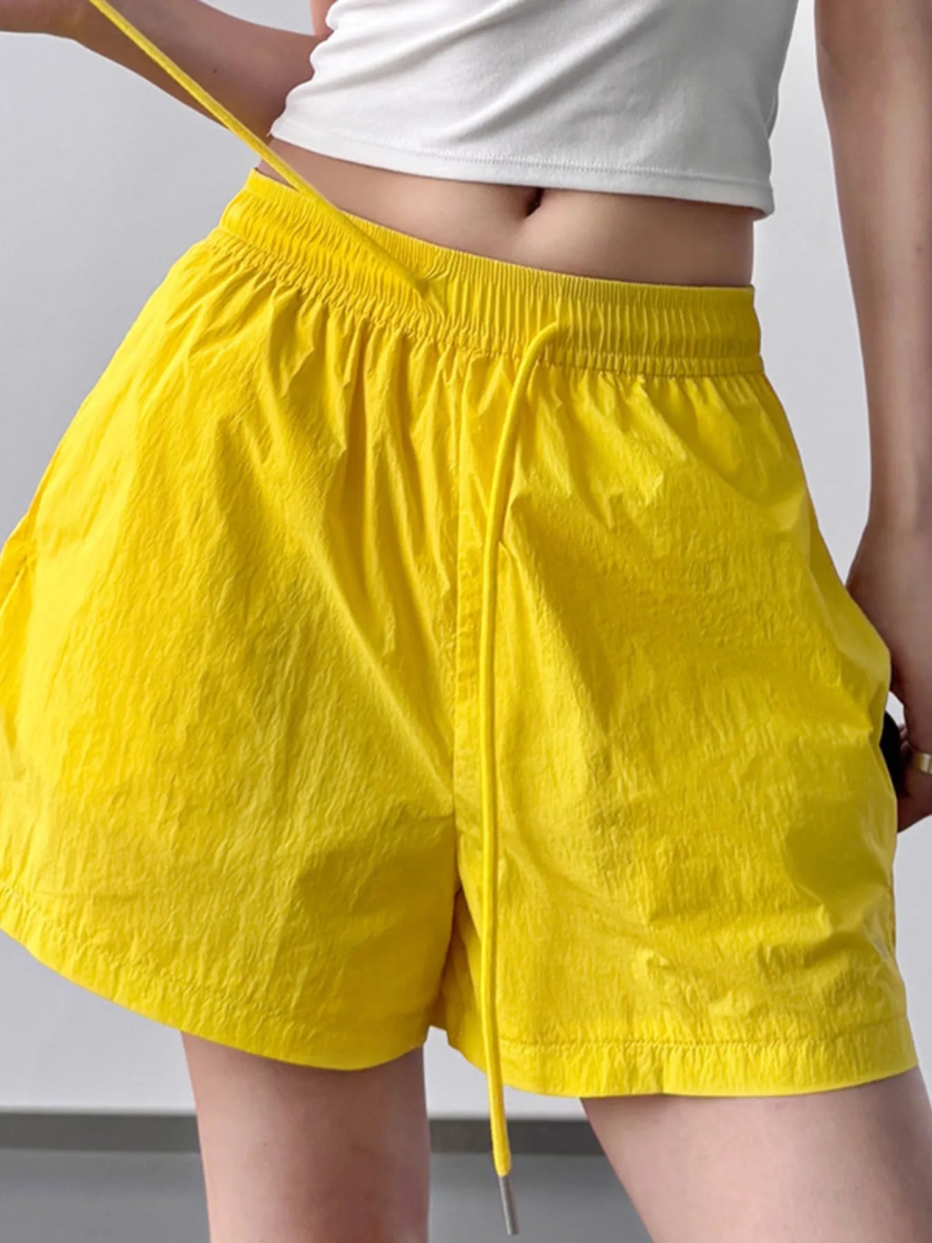 High Waisted Drawstring Shorts - Velora