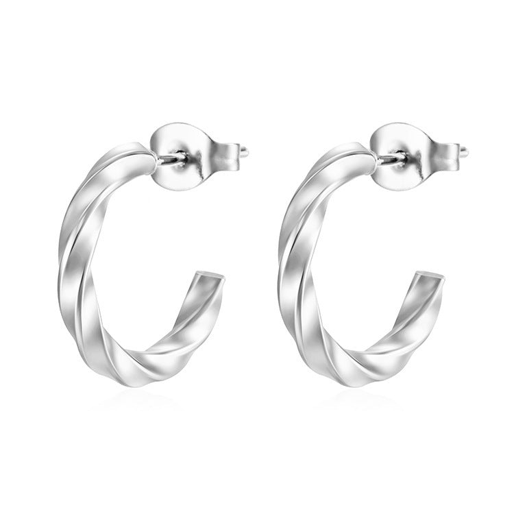 Fashion Trend Twisted Stainless Steel Earrings For Women