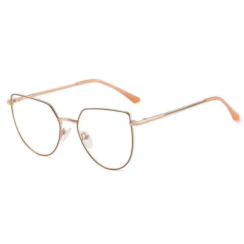 Women's Plate Anti-Blue Light Glasses Fashion Metal Large Frame - Velora