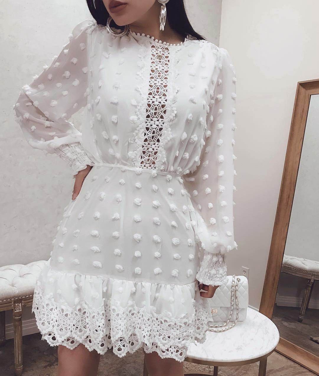 Women's Hollowed Chiffon Dress Formal Dress Lady Dress - Velora